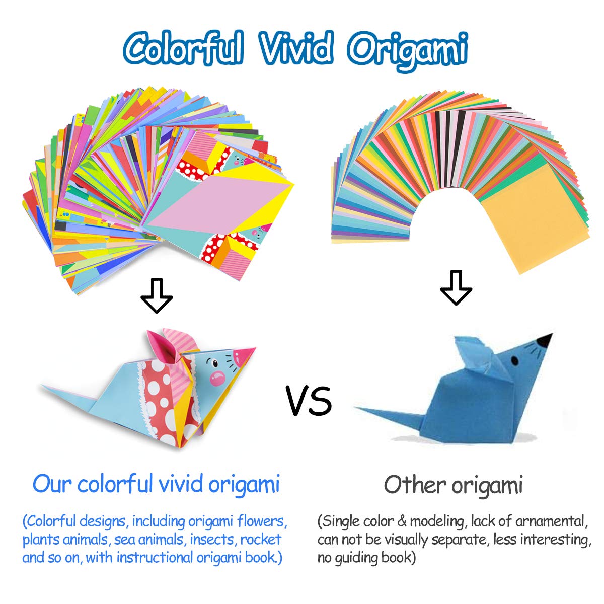 hapray Origami Kit 144 sheets Origami Paper for Kids 72 Patterns with Craft Guiding Book hapray