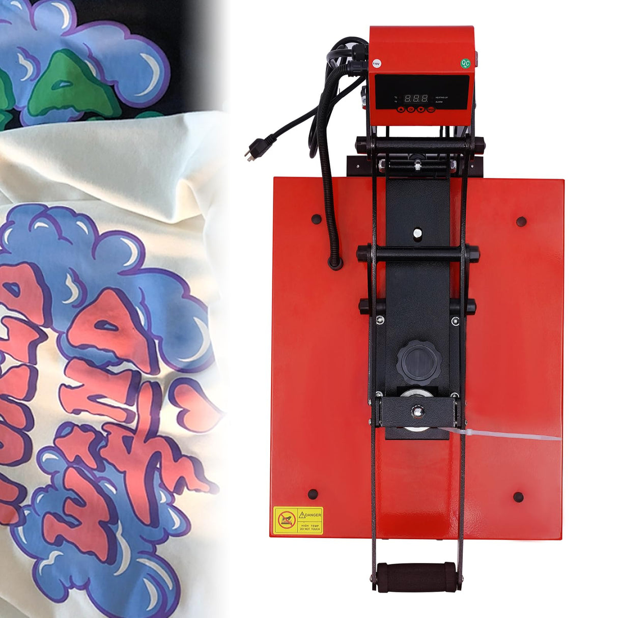 Heat Press Machine for T Shirt, 16"x20" Slide Out Auto Open Digital T-Shirt Printer Machine, Red Clamshell Semi-Automatic Sublimation Printer YIYIBYUS