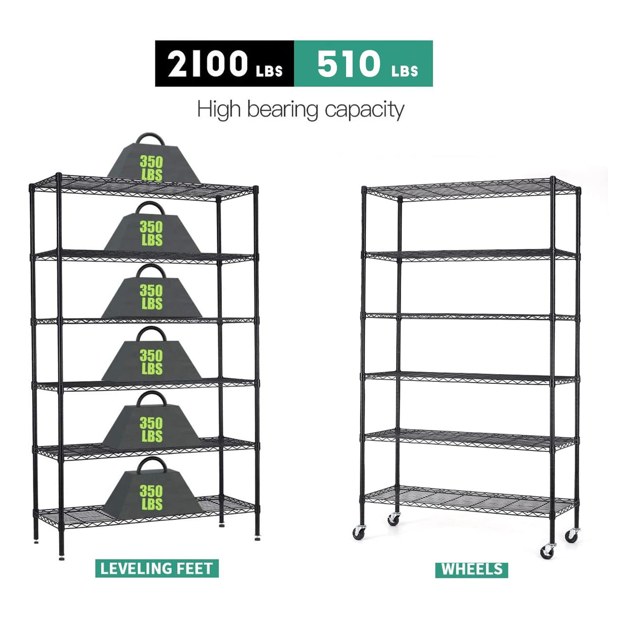 18x48x72 Inch Commercial Wire Shelving Unit with Wheels 6 Tier Heavy Duty Layer Rack Storage Metal Shelf Garage Organizer Wire Rack Shelving PayLessHere