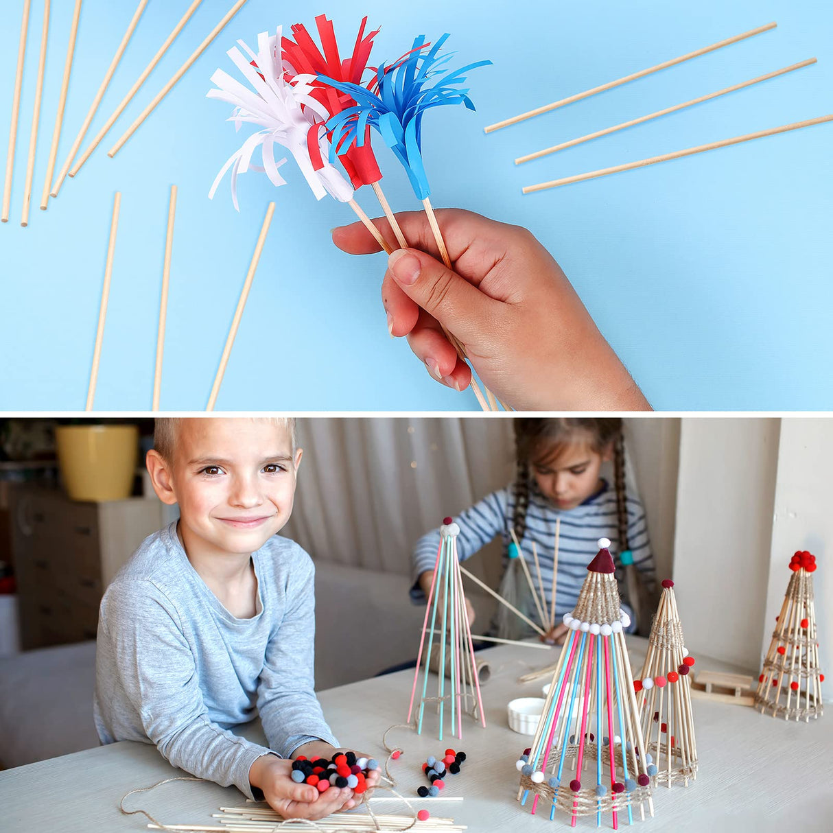 EBOOT Unfinished Natural Wood Craft Dowel Rods 100 Pack (6 x 1/8 Inch) EBOOT