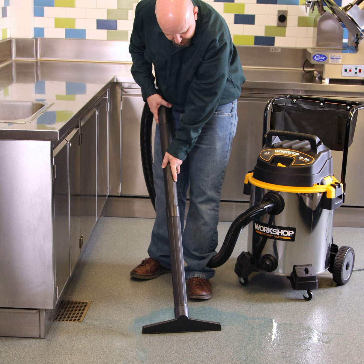 WORKSHOP Wet/Dry Vacs Vacuum WS1600SS Heavy Duty Stainless Steel Wet/Dry Vacuum Cleaner, 16-Gallon Stainless Steel Shop Vacuum Cleaner, 6.5-Peak HP Workshop