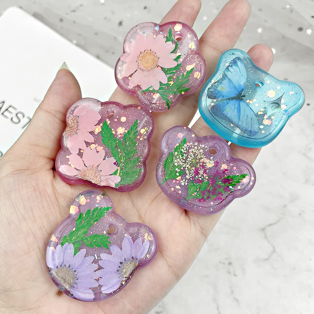 RESINWORLD Multi-Functional Small Silicone Molds Set for Resin + 16pcs Variety Geometric Pendant Silicone Molds with Hanging Hole ResinWorld