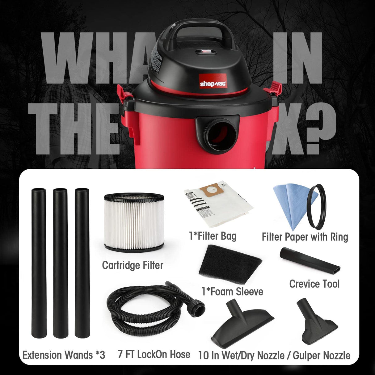 Shop-Vac 6 Gallon 3.0 Peak HP Wet Dry Vacuum, 3 in 1 Function Heavy-Duty Shop Vacuum with Filters, Attachments, Ideal for Home, Jobsite, Garage, Car Shop-Vac