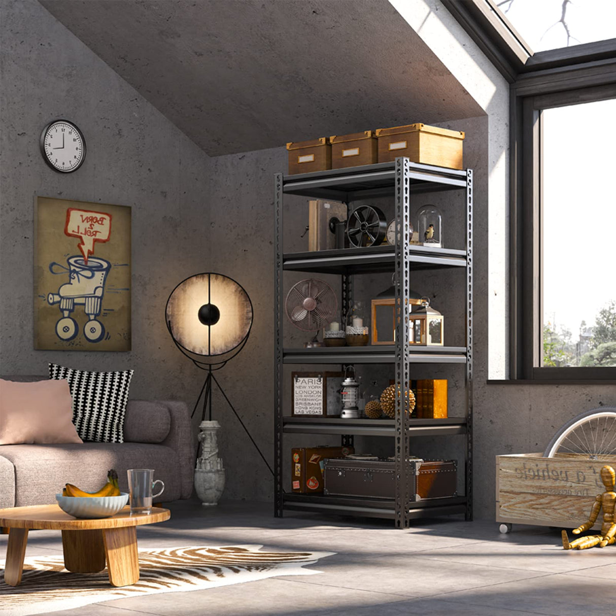 REIBII Garage Shelving Heavy Duty Storage Shelves Loads 1690 LBS, Adjustable Metal Shelving Units and Storage Metal Shelves for Storage Rack Shelf REIBII