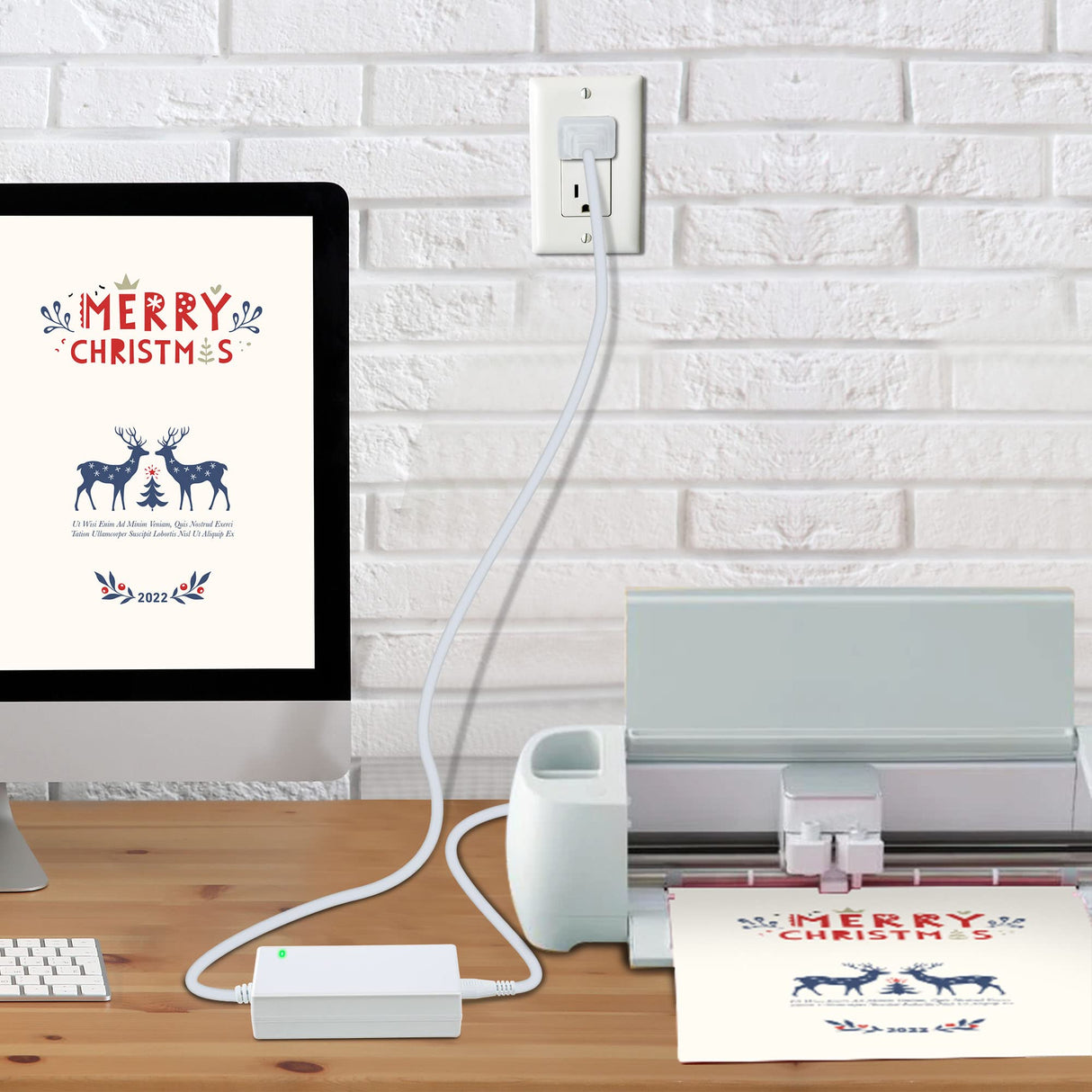 Enhon Power Cord Replacement Compatible with Cricut Explore 3 Cutting Machine, 24V AC DC Power Adapter Replacement Cord with 90 Degree Connector Enhon