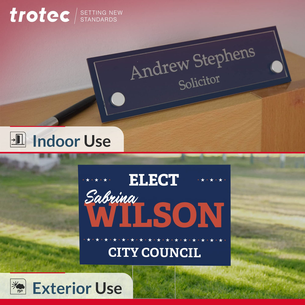 Trotec TroLase | 12"x20"x1/16", 4 Pcs | Gloss Black/White | 2 Ply | Modified Acrylic | Laser Engraving Double Color Plastic Sheet | Engraving Blanks TROTEC