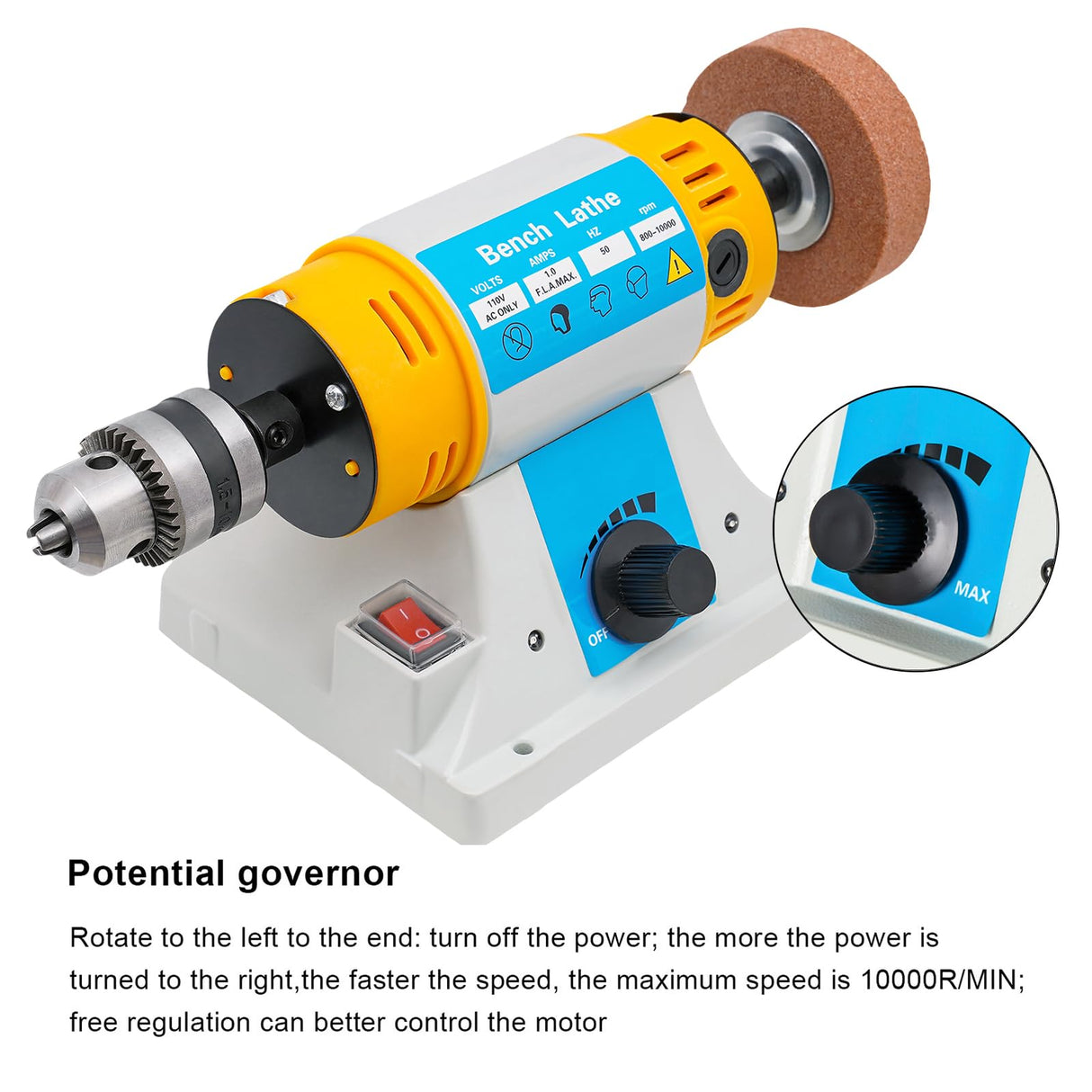 CheriMuMu Bench Buffer Polishing Machine, Multi-Function Benchtop Polisher Grinder 110V Adjustable Speed Jewelry Polisher, Electric Lathe Buffing CheriMuMu