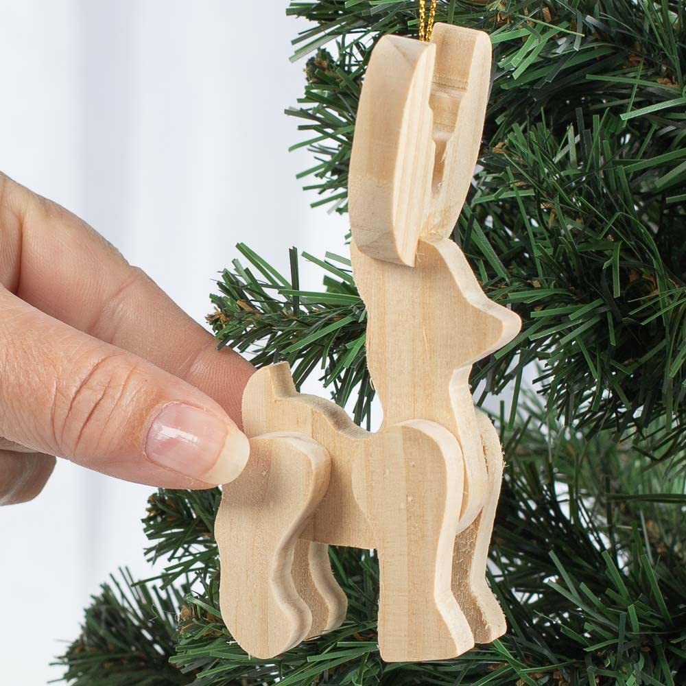 Unfinished Wood Reindeer Ornaments - Pack of 4 Wooden Deer for Holiday Decorations and Christmas Displays Ready for DIY Craft Projects from Factory Factory Direct Craft