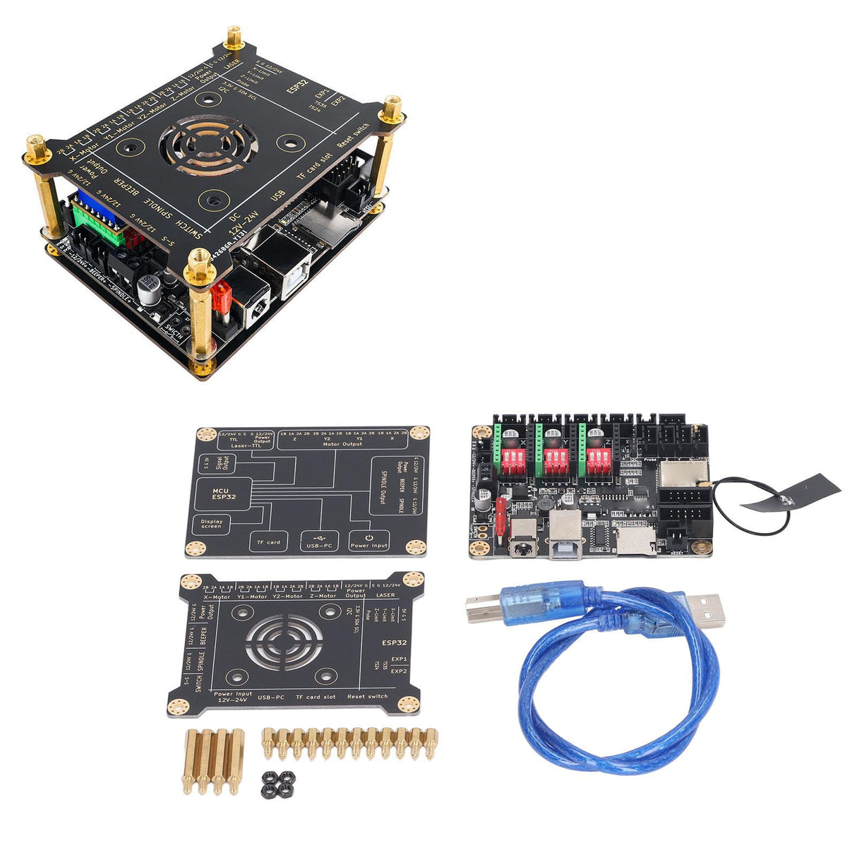 32bit Laser Engraver Control Board for Desktop Engraving Machines, MKS DLC32 V2.1 Offline Control (Motherboard and Protective Case) FTVOGUE