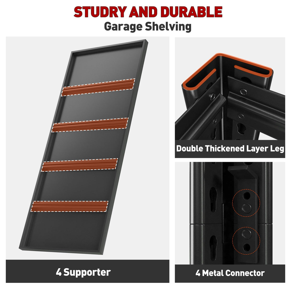 Raybee 40" Wide Storage Shelves Garage Shelving, 2 Pack, Heavy Duty Shelving, Adjustable 4 Tier Metal Shelves for Warehouse, Pantry, Kitchen 40" W Raybee
