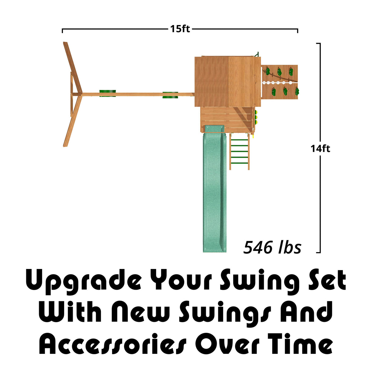 Creative Playthings Spring Hill Wooden Swing Set (Made in The USA), Includes Kids Climbing Wall, Playground Swings and Slide, 15 x 14 x 11 ft Creative Playthings LTD.