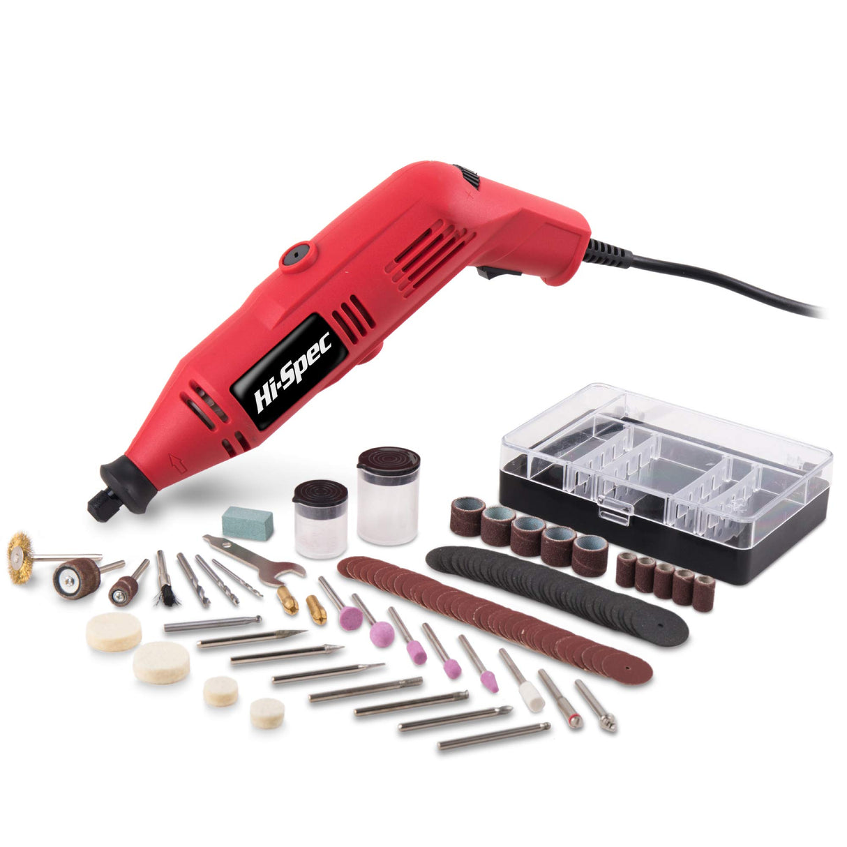 Hi-Spec Power Rotary Tool Kit Set 130W with 121 Piece Dremel Compatible Bit Accessories. Drill, Cut, Trim, Grind & Sand in DIY Repairs, Hobbies & Hi-Spec