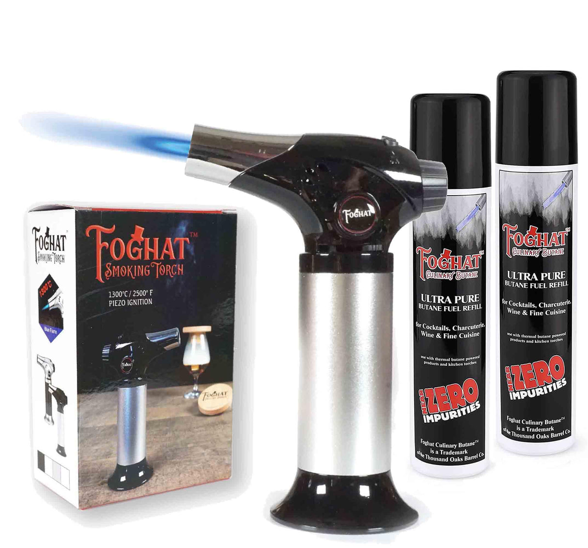 Foghat Cocktail Smoker Torch with Butane (2) for Smoked Cocktails and Cooking - Handheld Refillable Culinary Butane Kitchen Blow Torch Lighter Gun, THOUSAND OAKS BARREL