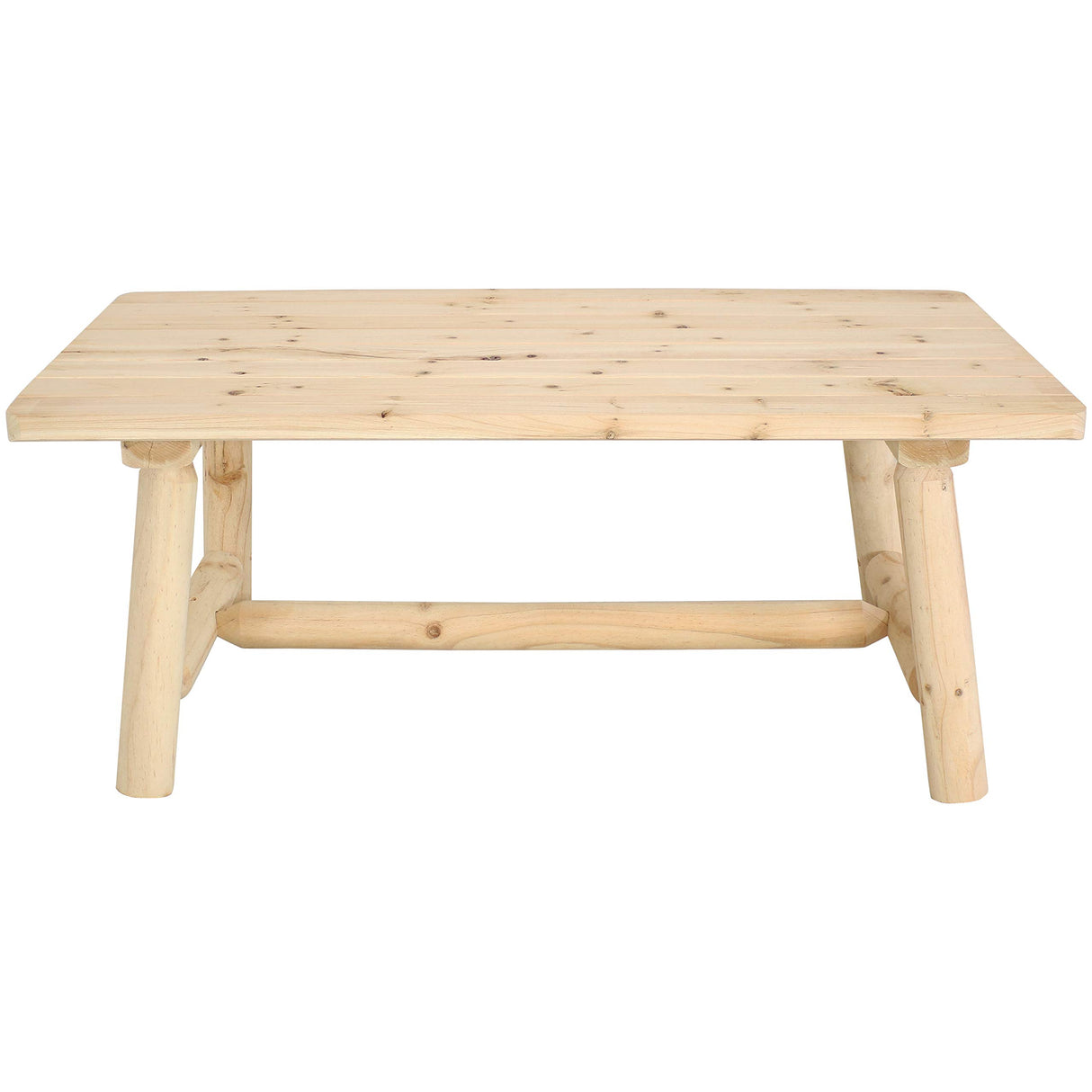 Sunnydaze Unfinished Rustic Wooden Coffee Table - Indoor Home or Cabin - 41-Inch Sunnydaze