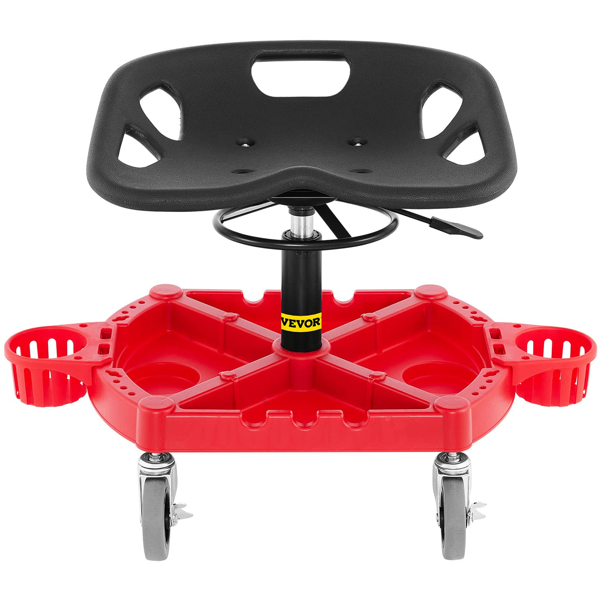 VEVOR Rolling Garage Stool, 300LBS Capacity, Adjustable Height from 18 in to 23 in, 360-degree Swivel Wheels (4"), Large Tool Tray with Two Bottle VEVOR