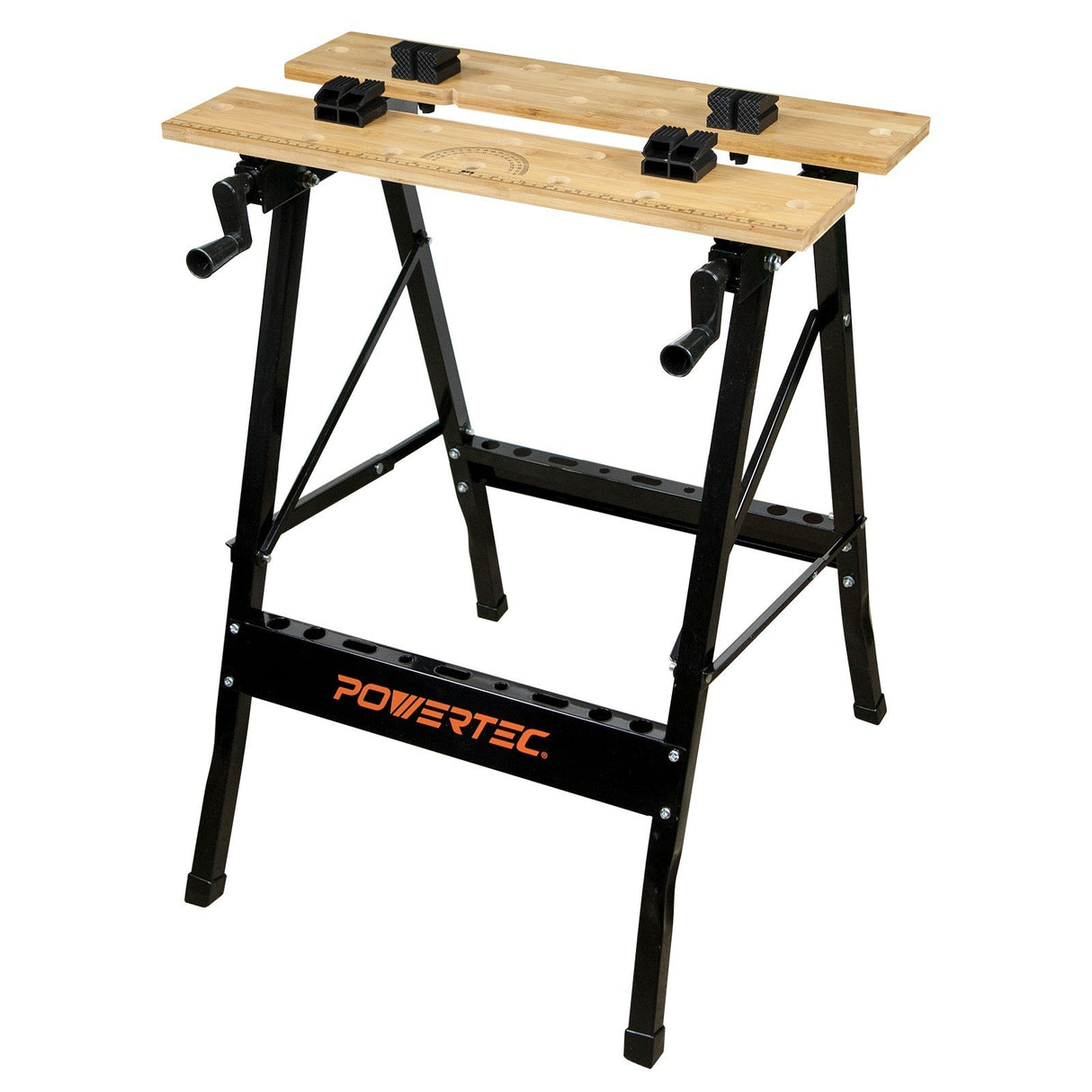 POWERTEC MT4006 Deluxe Bamboo Workbench Top | Portable Project Center and Vise Tool w/4 Bench Dogs,Black POWERTEC