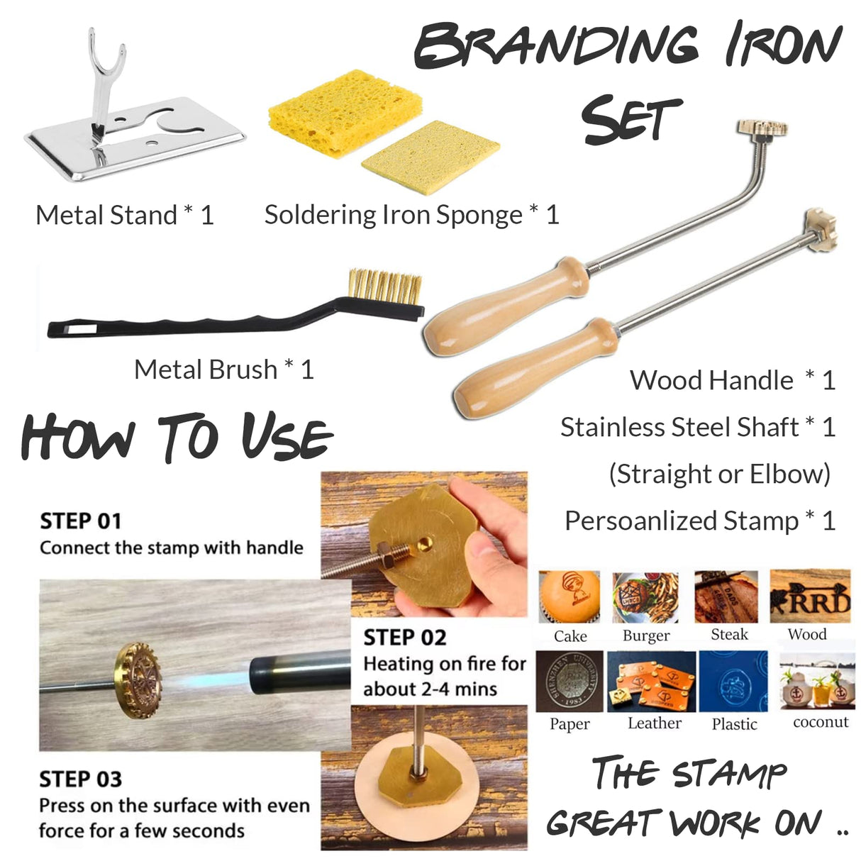 Custom Branding Iron Stamp for Wood, Leather, and More - Personalised Logo Maker ubjva