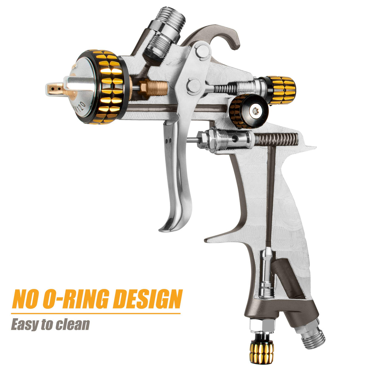 BEETRO HVLP Touch Up Mini Air Spray Gun for Clearcoats 1.0mm Stainless Steel Nozzle 150ml Capacity 7.0CFM 22psi with Type 2 Adapter Air Control Valve BEETRO