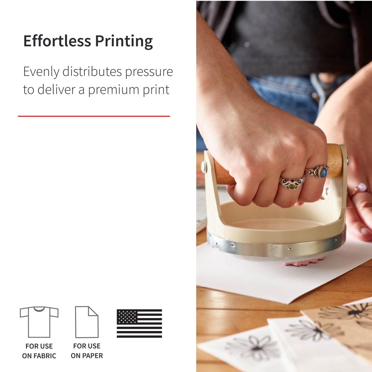 Speedball Block Printing Baren - Comfortable Wooden Handle, Made in the USA - 4 Inches Speedball