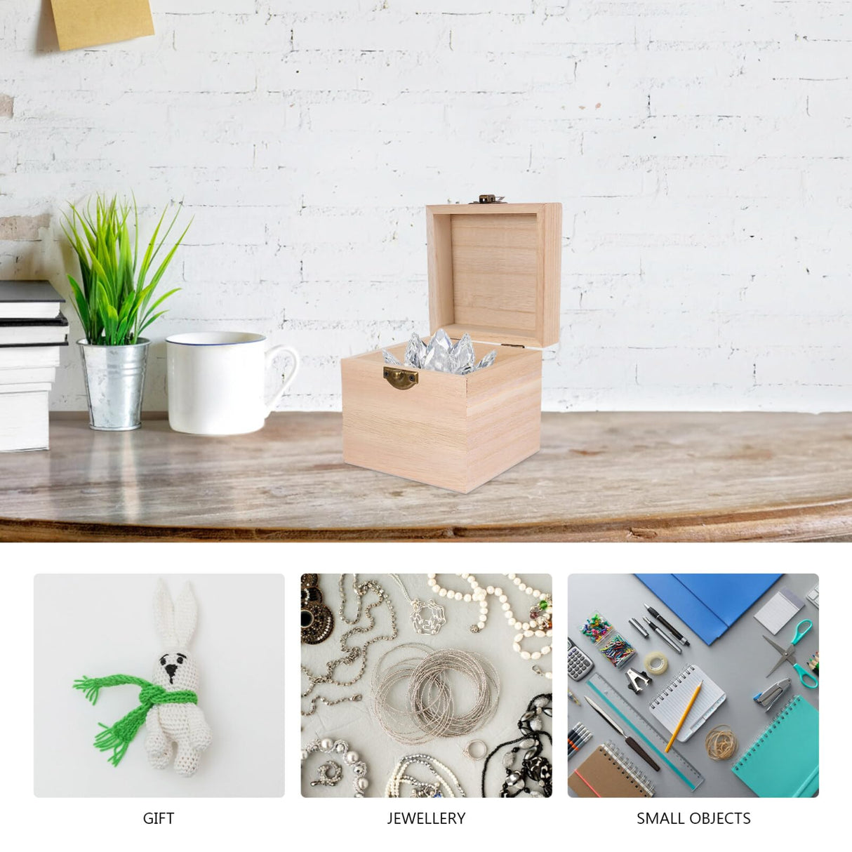 Cabilock Treasure Chest Box 2Pcs Wooden Keepsake Box Unfinished Wood Box Treasure Jewelry Chest Vintage Handmade Craft Box with Hinged Lid for Cabilock