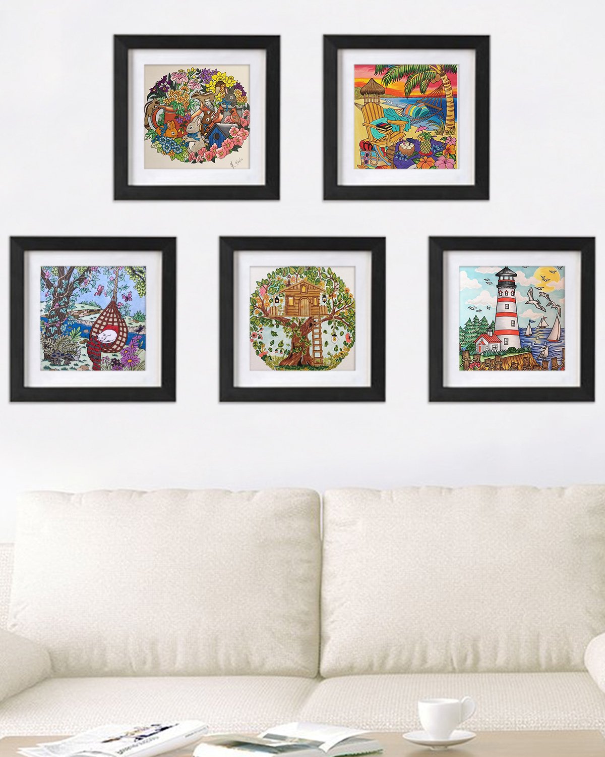 Blissful Scenes Adult Coloring Book - Features 50 Original Hand Drawn Designs Printed on Artist Quality Paper, Hardback Covers, Spiral Binding, ColorIt