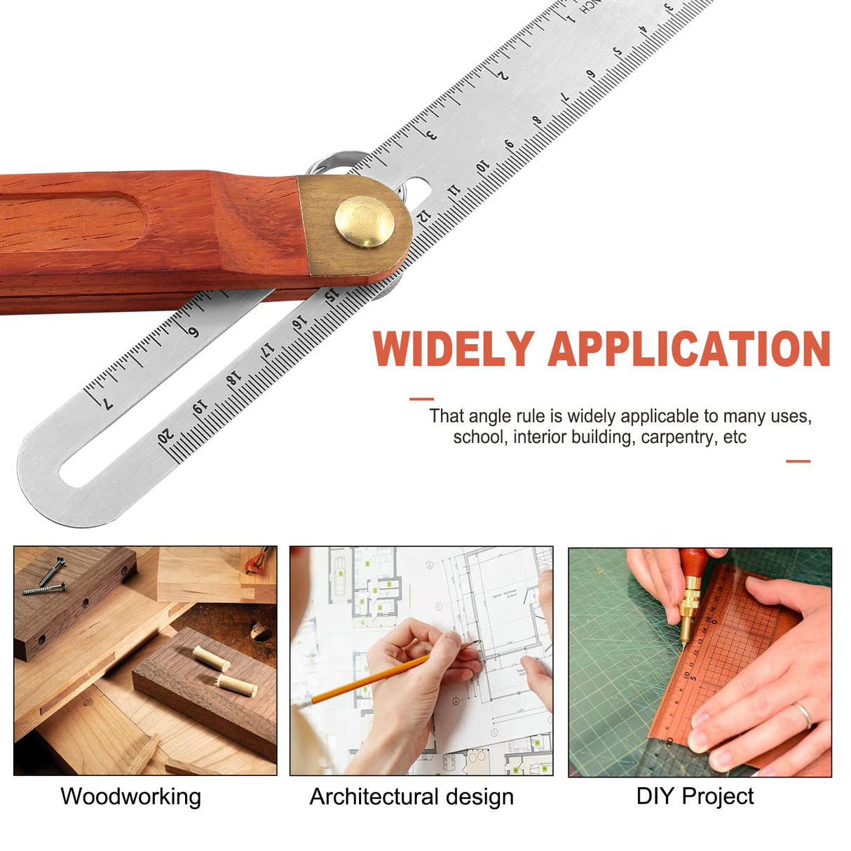 Bonsicoky 9 Inch T-Bevel Angle Finder Sliding Gauge, Adjustable Ruler Protractor with Hardwood Handle, Metric Marks Bonsicoky