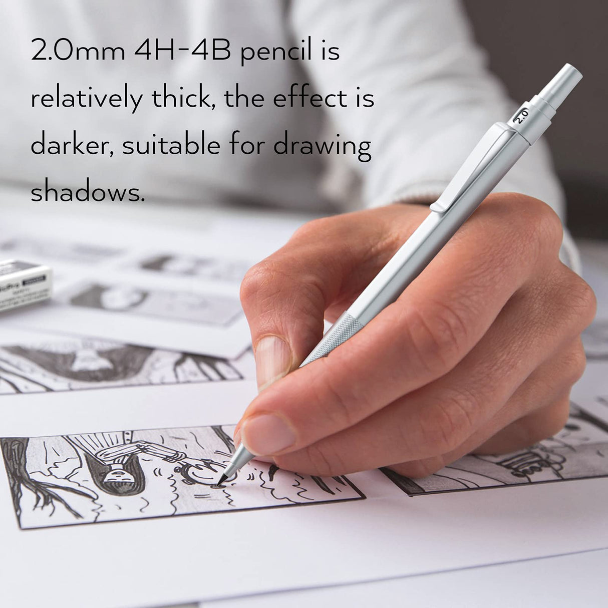 Nicpro Metal 2.0 Mechanical Pencil Set with Case, 3 PCS Drafting Lead Holder with 10 Tubes 2mm Graphite Lead Refill(HB 2H 4H 2B 4B) &Colors, Nicpro