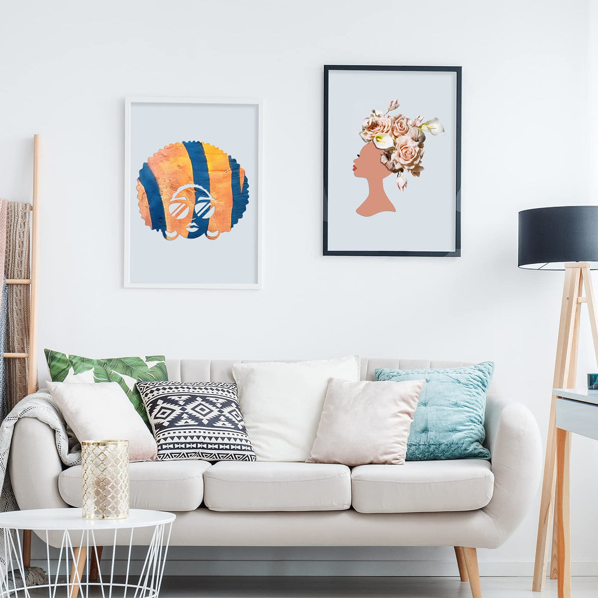 2 Pieces African Girl Wooden Cutouts DIY Wooden Template Silhouette Mother and Child Wreath DIY Template Head Wooden Silhouette for DIY Mother's Day Jetec