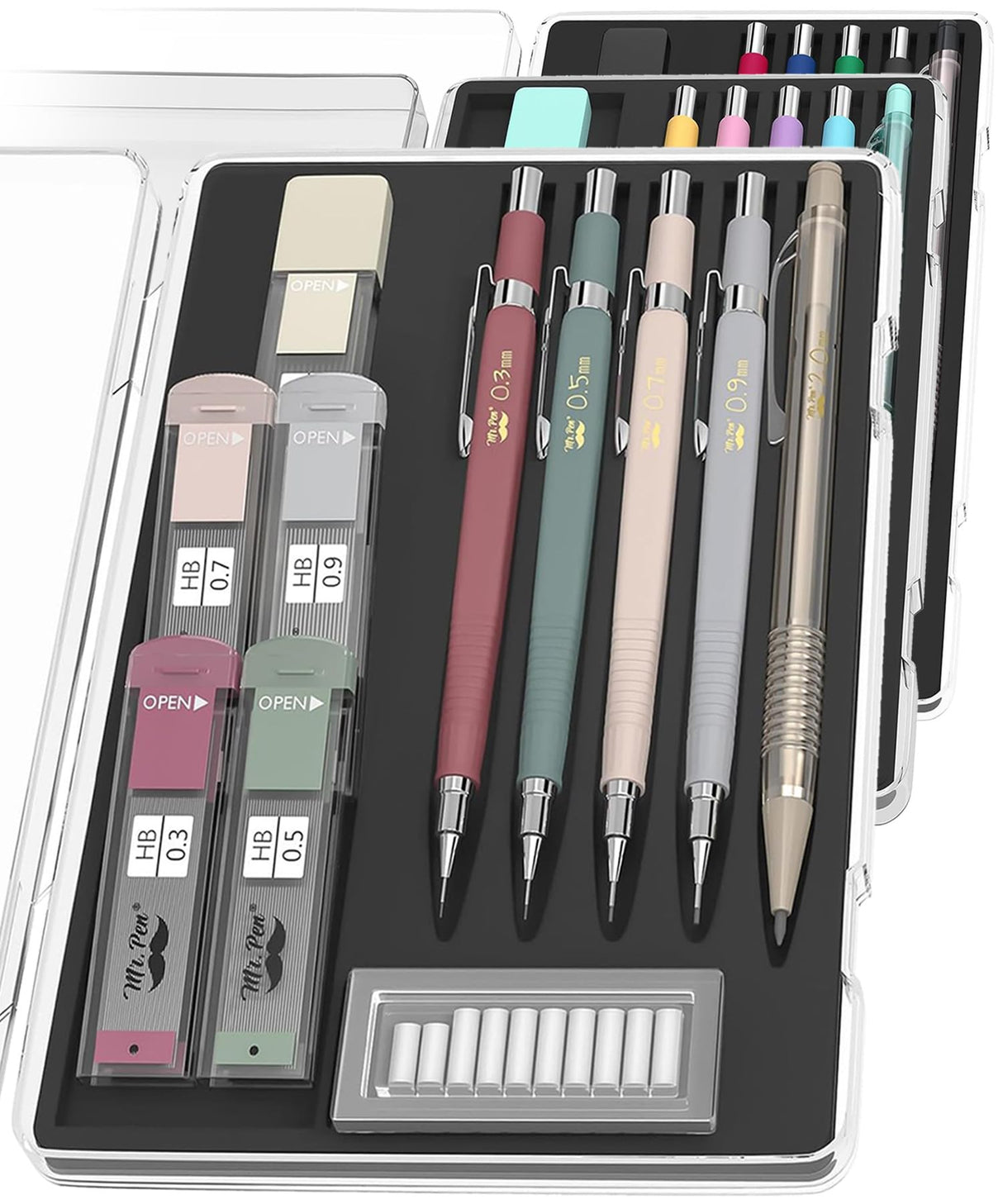 Mr. Pen- Mechanical Pencil Set with Leads and Eraser Refills, 5 Sizes - 0.3, 0.5, 0.7, 0.9 and 2 Millimeters, for Drafting, Drawing and Sketching Mr. Pen