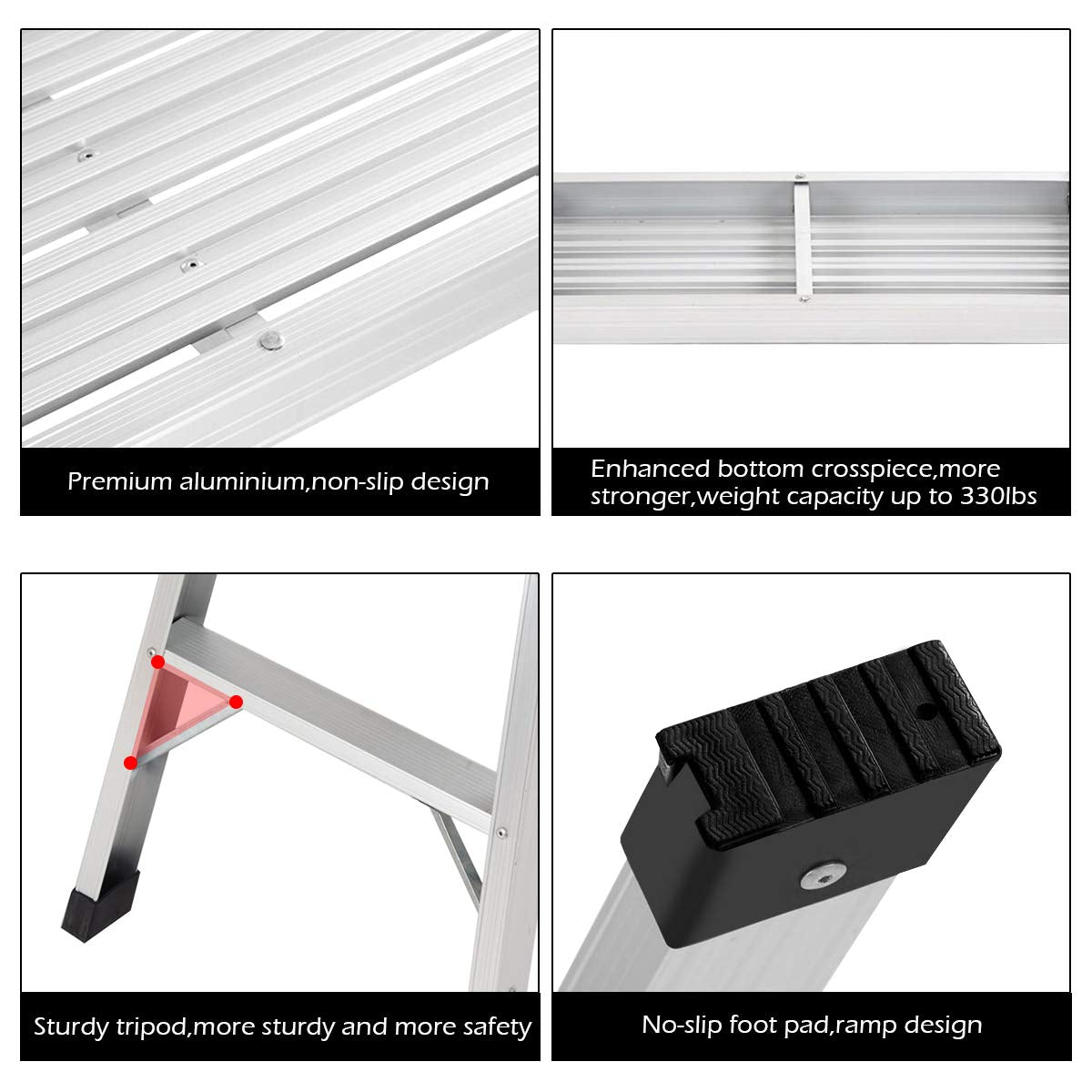 Giantex Work Platform Aluminum Step Ladder Drywall Safe CE Approved of Capacity 330 LBS Heavy Duty Portable Bench Folding Ladders Stool w/Non-Slip Giantex