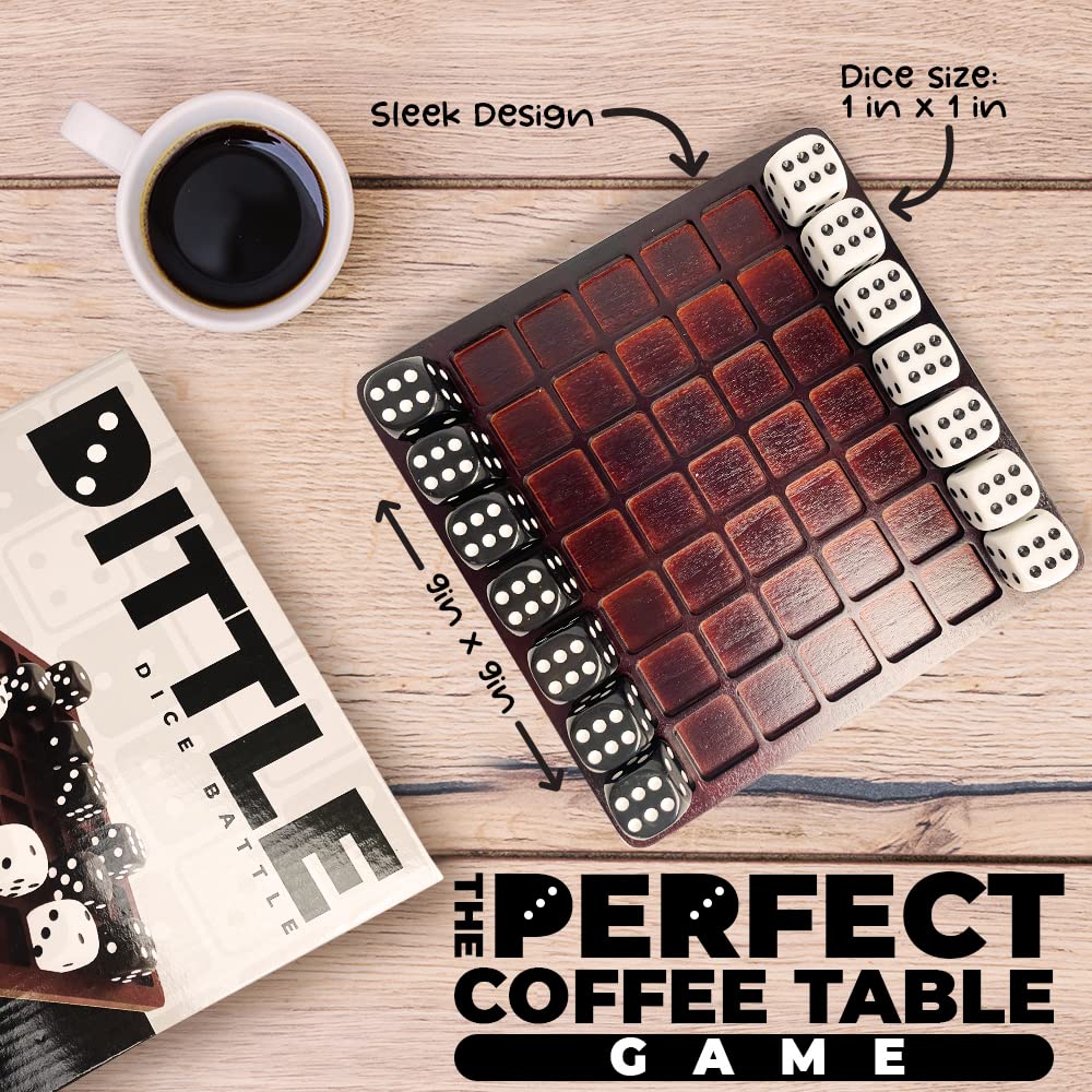 Dittle - Dice Battle | Ages 6+ | Unique Wooden Coffee Table Games for Adults and Family | Best Board Games for Kids 2 Player | Bar Games for Adults SWOOC
