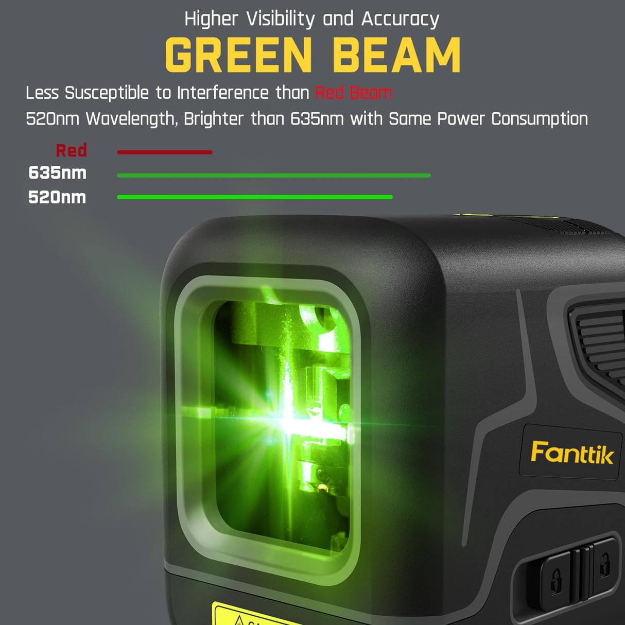 Fanttik D2 Laser Level, DIY Self Leveling Laser Level, 10 hours' lasting, Battery Rechargeable, TYPE-C, Green Cross Line Horizontal and Vertical, Fanttik