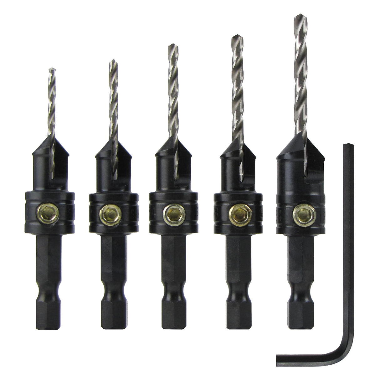 Snappy Tools Quick-Change 5-Pc. Countersink Drill Bit Set. Proudly Made in The USA. Make it Snappy