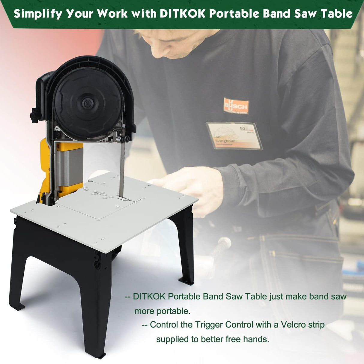 DITKOK Band Saw Stand Portable Table Alloy Steel Base for DeWalt Band Saw, for Milwaukee for Makita Band Saw, Powder Coated Table DITKOK