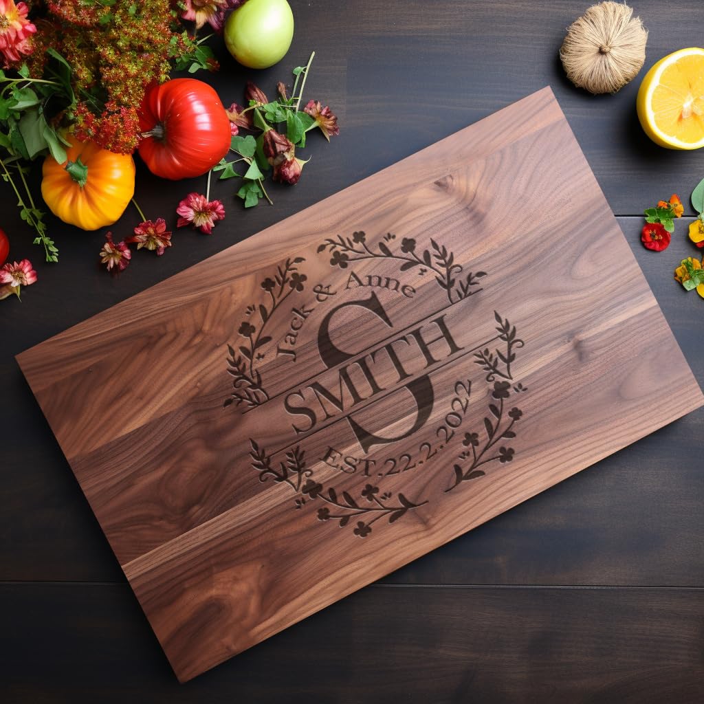 Personalized Cutting Board, Usa Crafted Maple/Walnut Customized Cutting Boards, Save The Date Wedding Gift, Christmas Gifts, Anniversary or Bridal SHOISOWO