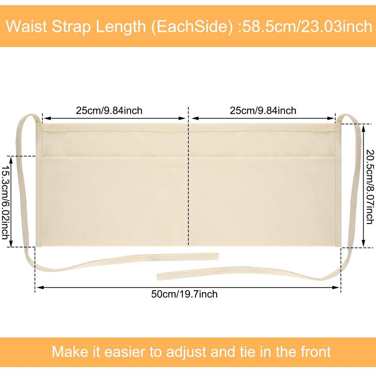 JenPen 4 Pieces 2-Pocket Canvas Work Waist Apron Unisex Tool Apron Washable Utility Apron for Woodworkers, Artists, and Other Craftspeople(Khaki and JenPen