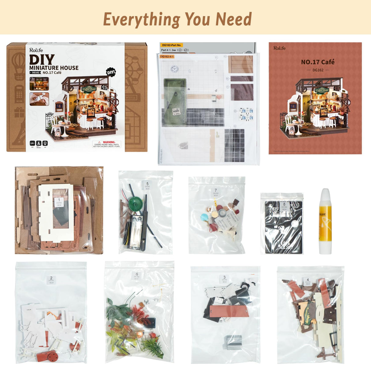 DIY Miniature House Kit Flavory Coffee Shop, Tiny House Kit for Adults to Build, Mini House Making Kit with Furnitures, Halloween/Christmas Wowood