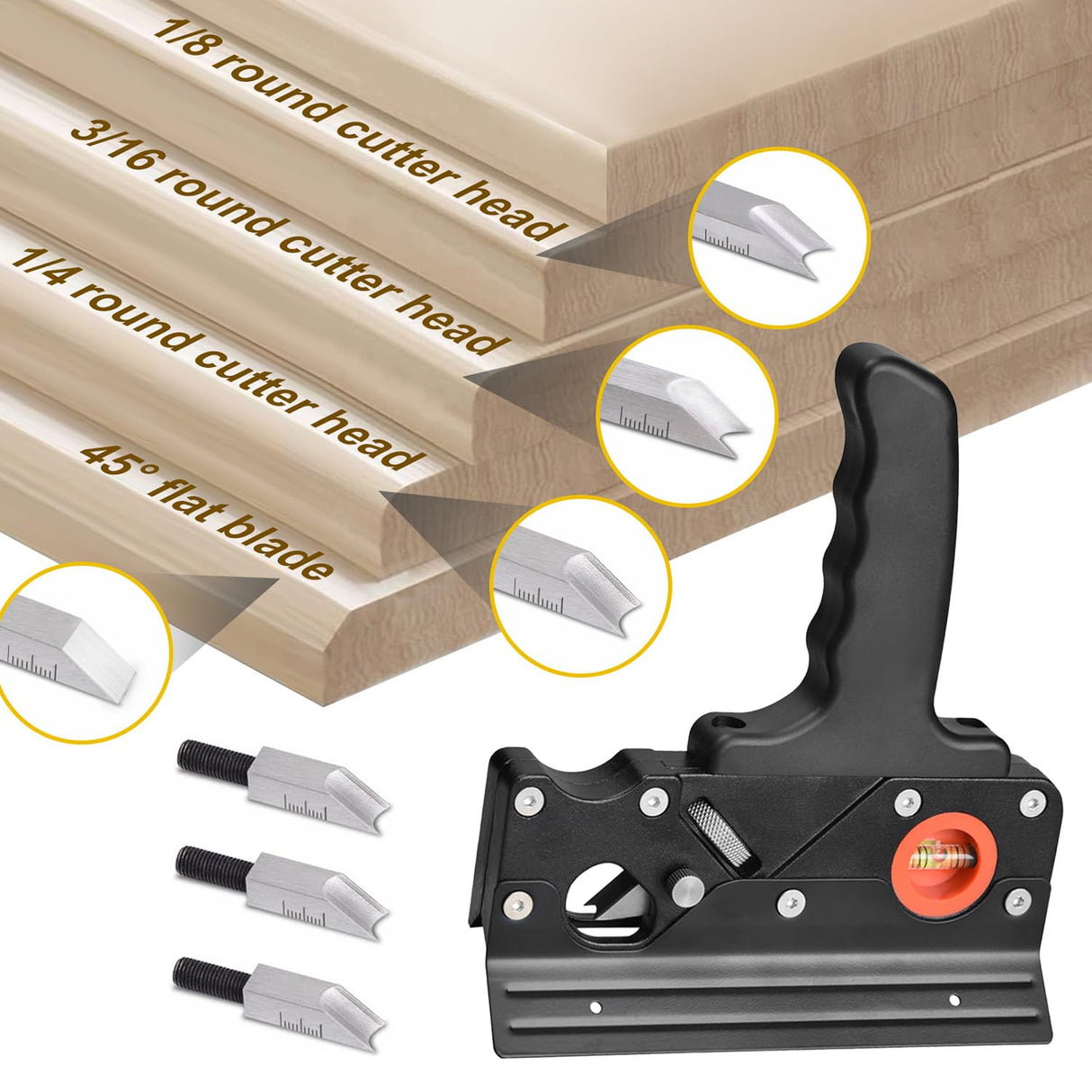 Eewudwok Chamfer Plane, Hand Chamfering Wood Planer, Premium Woodworking Edge Corner Flattening Tool Aluminum Alloy Plane with Handle for Quick Edge Eewudwok