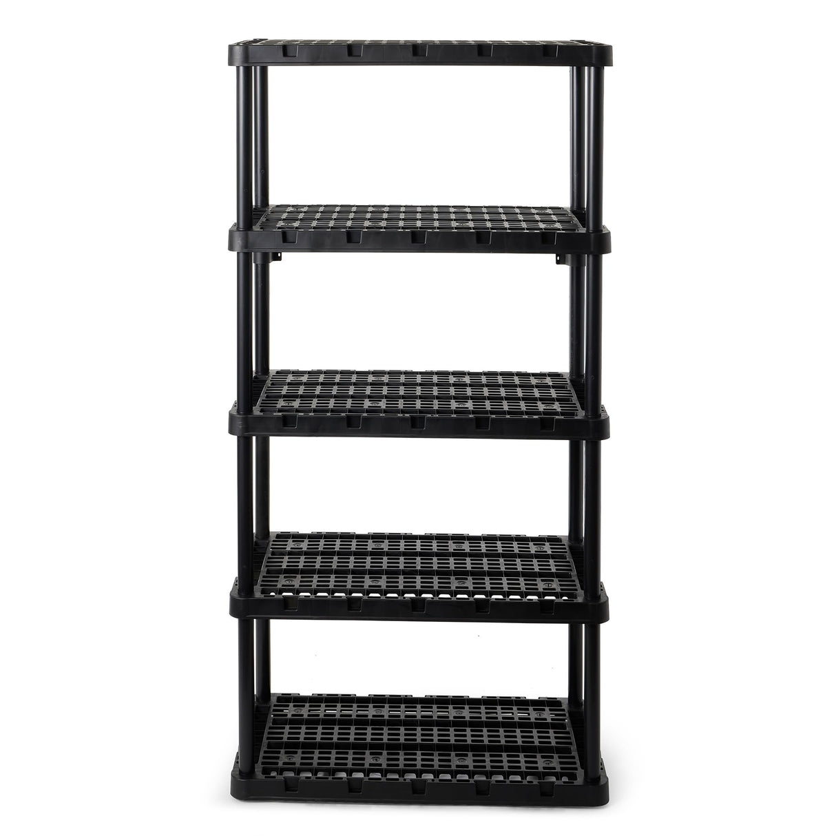 Gracious Living Knect-A-Shelf 5 Tier Ventilated Heavy Duty Shelving Storage Unit Organizer System for Home, Garage and Basement, Black Gracious Living