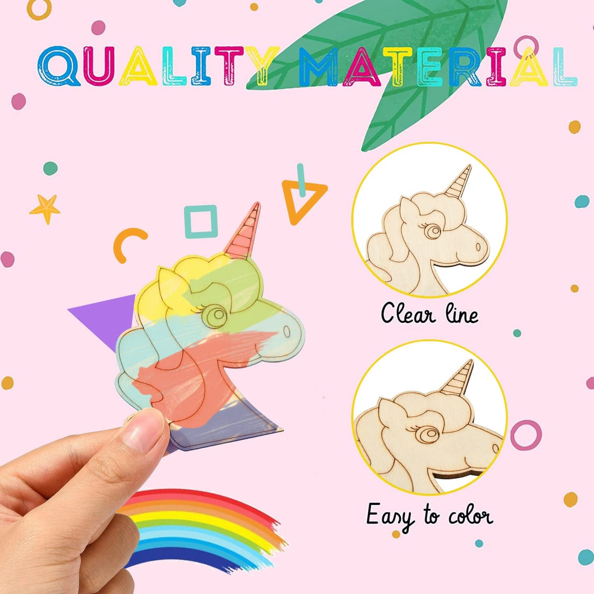 KitBeads 40pcs Unicorn Wood Cutouts Laser Cut Wood Rainbow Unfinished Animal Horse Unicron Wood Piece Ornaments for Crafts DIY Bulk KitBeads