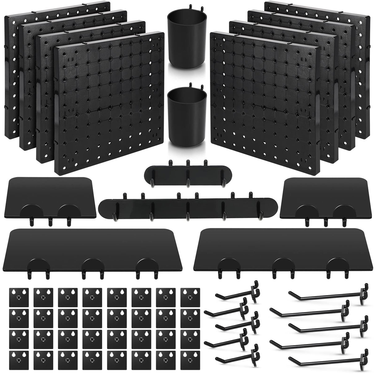 58 Pieces Pegboard Organizer Kits Pegboard Wall Panel Plastic Pegboard Mount Display with Pegboard Accessories Include Storage Boards Buckets and Chunful