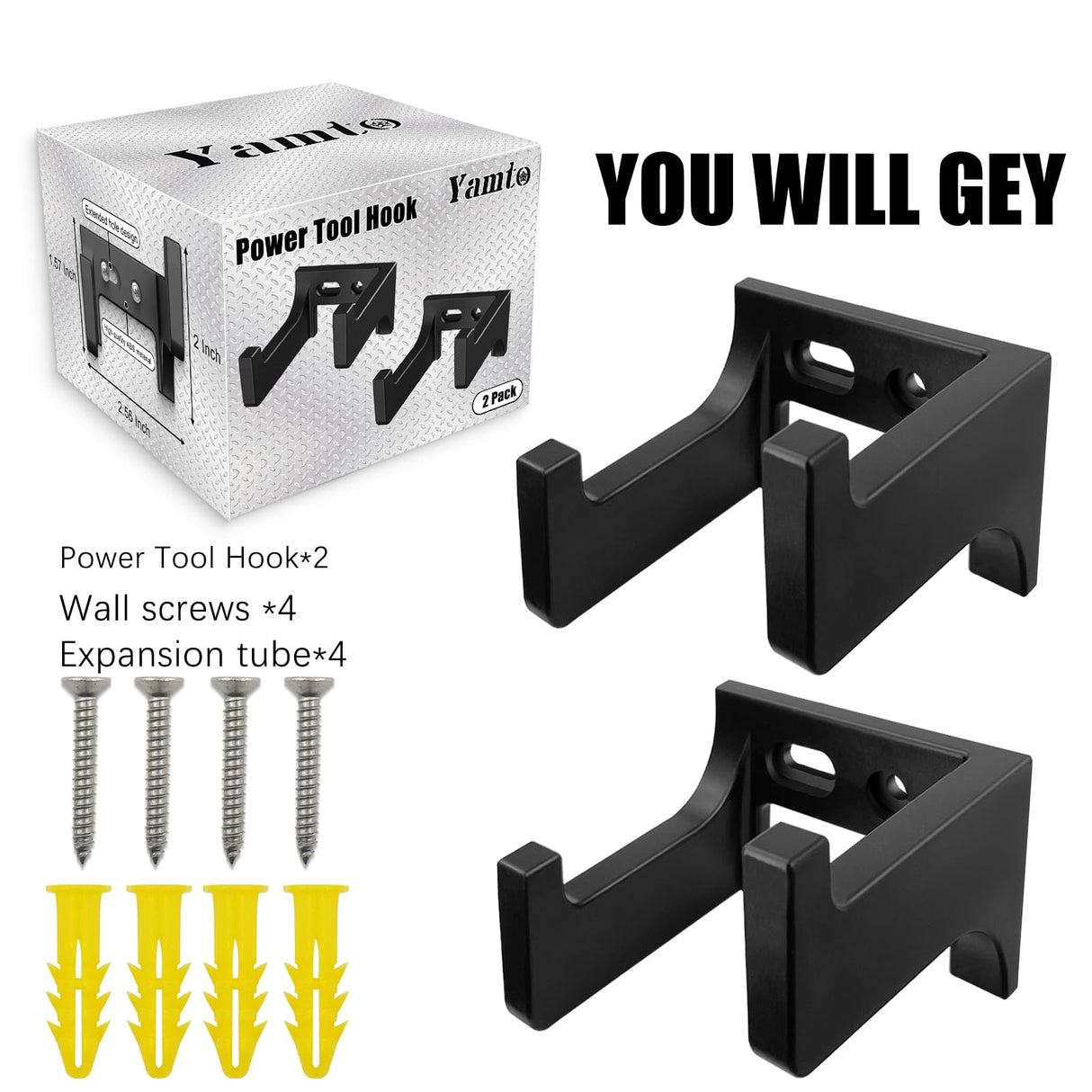 YAMTO 2pcs Power Tool Organizer,Heavy Duty Pegboard Wall Organizer,Stainless Steel, Electric Drill Storage Rack,Perfect for Storage Garages, Homes, YAMTO