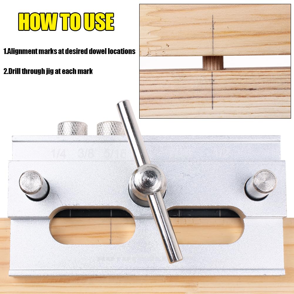 AUTOTOOLHOME Self Centering Doweling Jig Dowel Drill Guide Bushings Set Wood Dowel Jig Kit Woodworking Joints Tools AUTOTOOLHOME