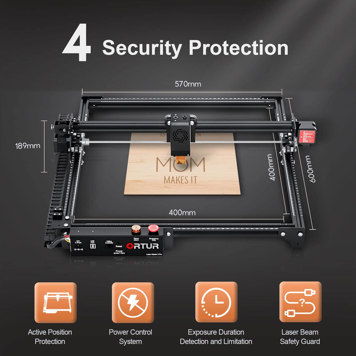 ORTUR Laser Master 2 Pro S2 LU2-10A,10W Output Power Laser Engraver and Cutter, 0.05 x 0.1mm Compressed Spot Laser Engraver for Wood and Metal, 400 x Ortur