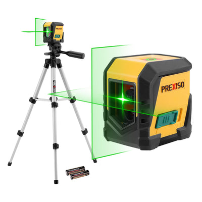 PREXISO Laser Level with Tripod, 65Ft Self Leveling Cross Line Laser Level, Green Line leveler Tool for Hanging Pictures, Floor Tile, Home Renovation