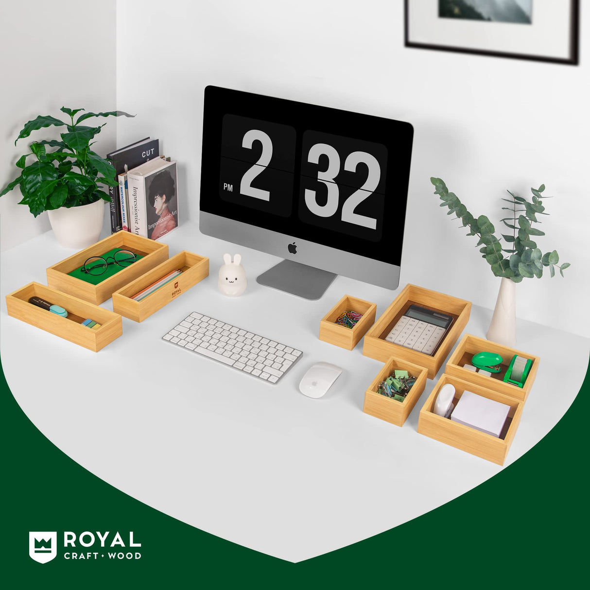 ROYAL CRAFT WOOD Luxury Bamboo Storage Box, Bin Set - Multi-Use Drawer Organizer for Kitchen, Bathroom, Office Desk, Makeup, Jewelry (8 Boxes) ROYAL CRAFT WOOD