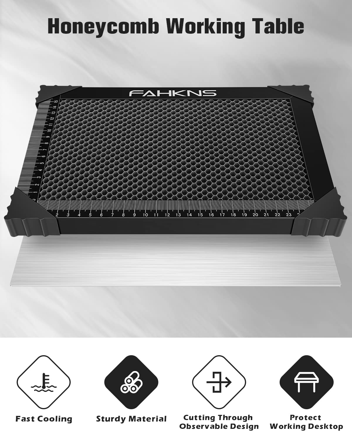 FAHKNS Honeycomb Working Table, 11.81"x7.87"x0.87" Honeycomb Laser Bed for Most Laser Engravers, for Fast Heat Dissipation and Table-Protecting with FAHKNS
