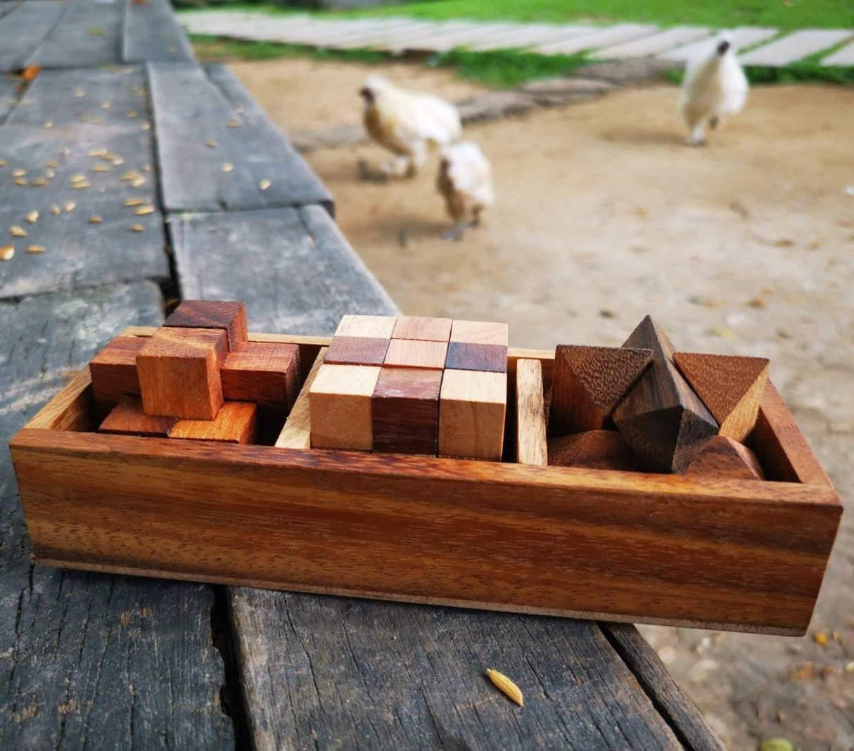 NUTTA - 3 in 1 Set Wooden Games Brain Teaser Wood Toy Desk Puzzle Coffee Table Decor Broad Game 3D Puzzles for Teens and Adults Fun Games Indoor NUTTA