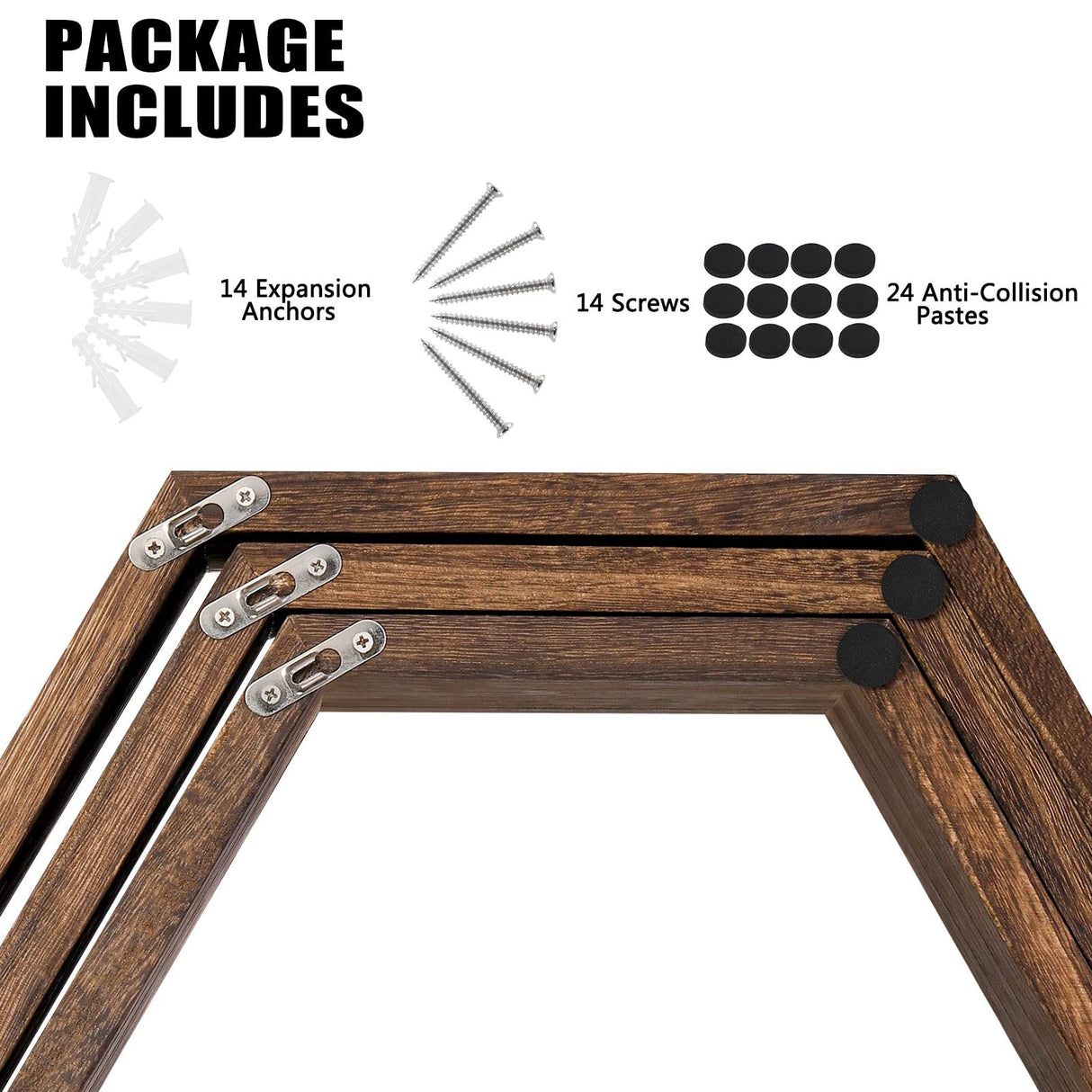 NOVIMANGO Hexagon Floating Shelves Set of 6 Honeycomb Shelves for Wall Wood Farmhouse Storage Home Decor Shelf Wall Mounted Wooden Hexagonal Shelves NORCEESAN