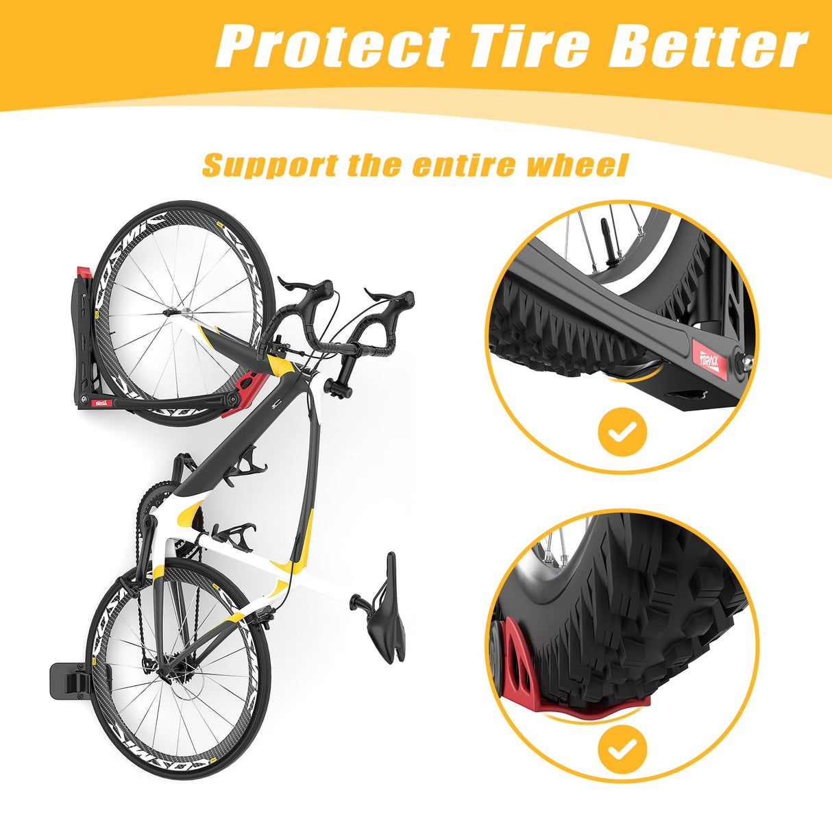 TORACK BIKEPAL No Lifting Swivel Bike Racks, Space Saving Wall Mounted Bike Holder for Garage, Vertical Bike Wall Hangers for Home Bike Storage TORACK